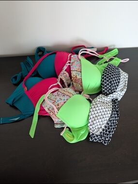 Bikini Top Bundle - Victoria's Secret Neon Green, Hot Pink, Teal & Black/White